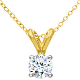 0.33ct Round Diamond Claw Set Solitaire Pendant in UK Hallmarked 9ct Yellow Gold